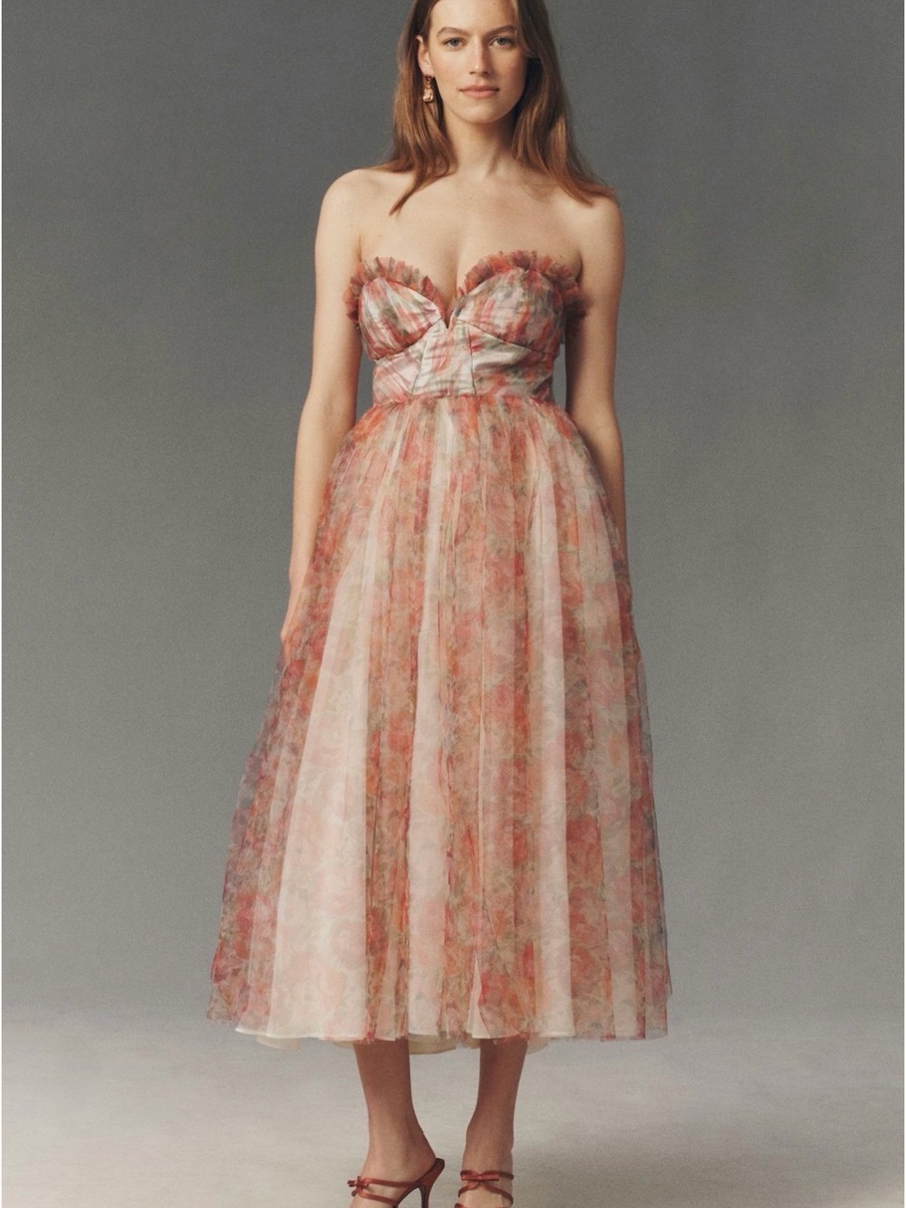 NWT BHLDN Audrey Tulle Strapless Fit-and-Flare Maxi Dress Size 8
